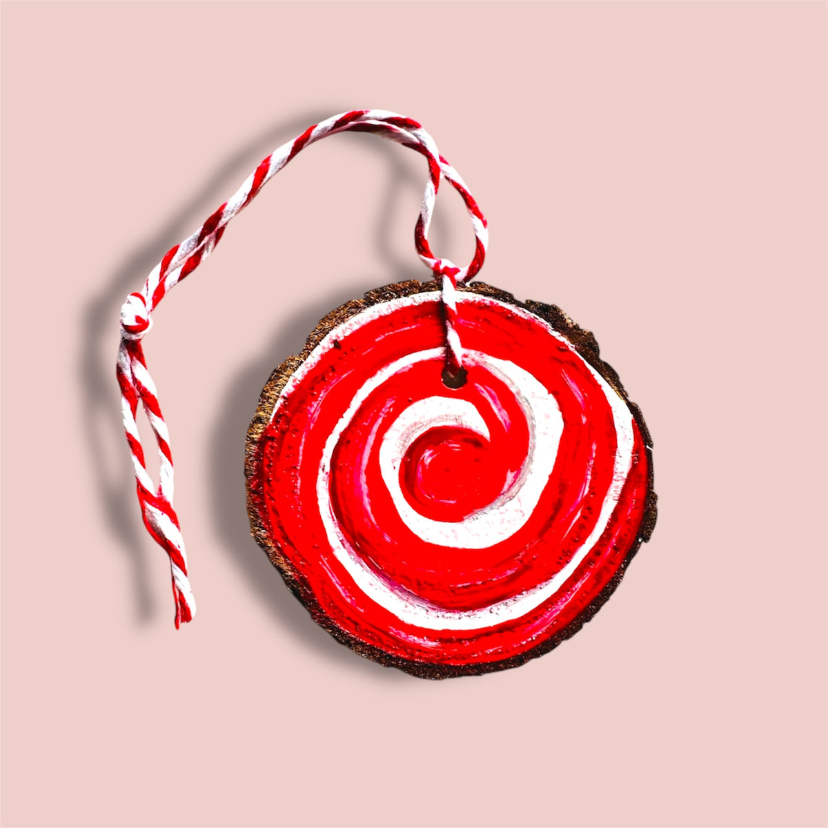 Hand Painted Candy Cane Wooden Christmas Ornament