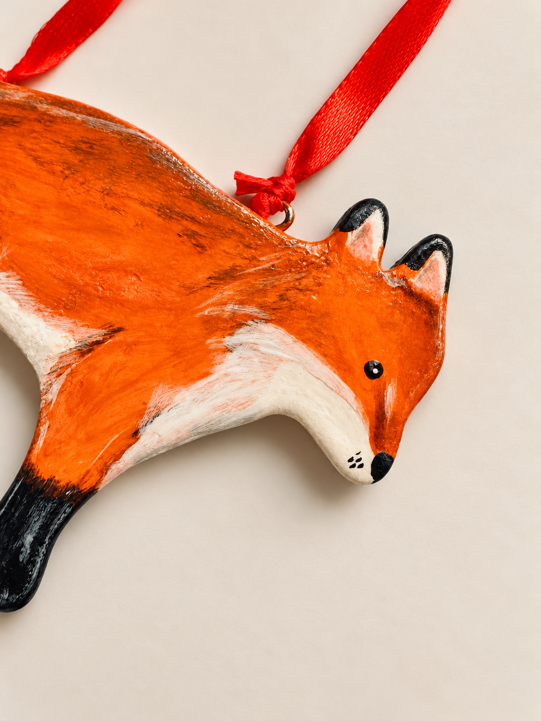 Handmade Clay Fox Christmas Tree Decoration – Orange Woodland Fox