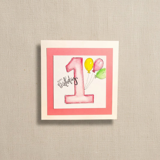 Baby girl birthday card - age 1