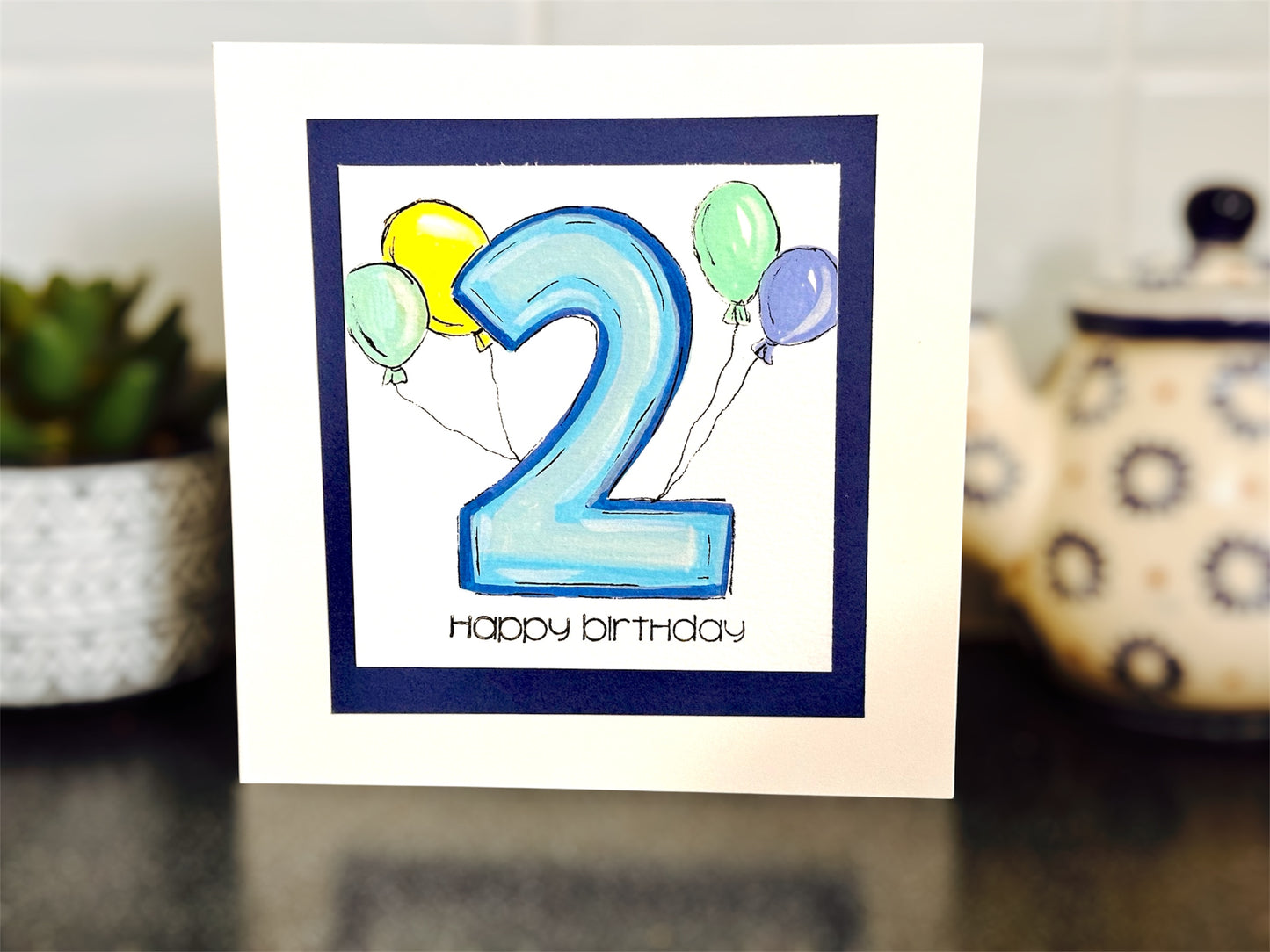 Baby boy birthday card - age 2.