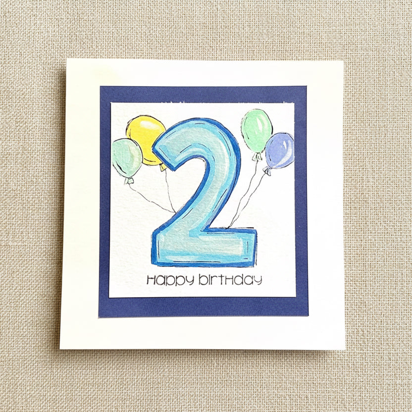 Baby boy birthday card - age 2.