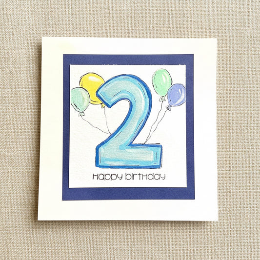 Baby boy birthday card - age 2.