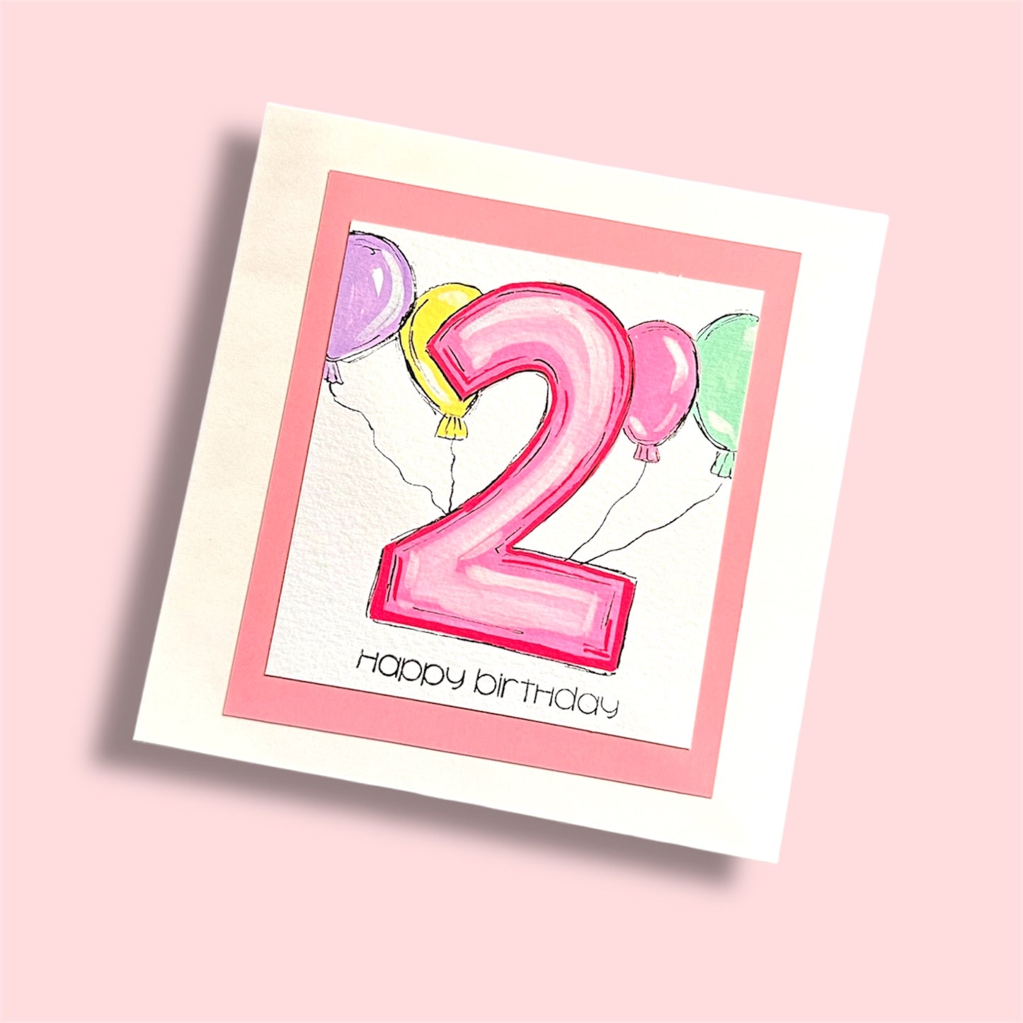 Baby girl birthday card - age 2.