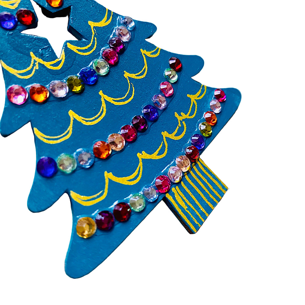 Christmas tree decoration with sparkling gems.