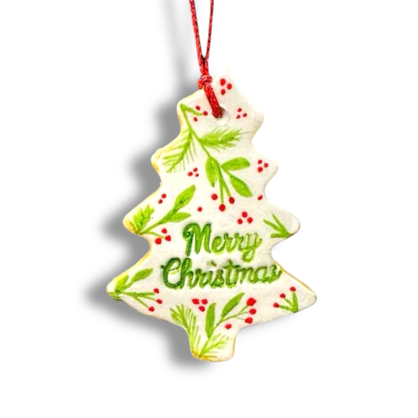 Christmas tree decoration (holly and berries)-clay.