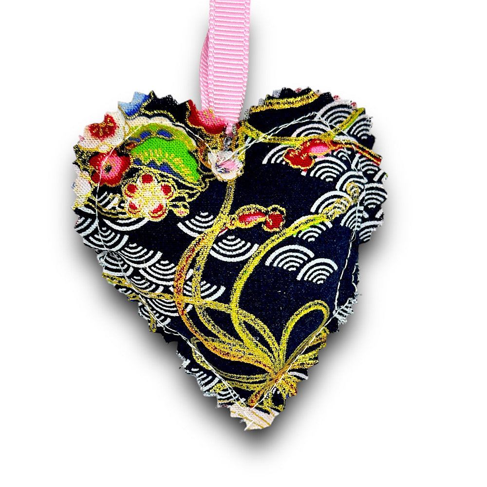 Handmade hanging heart decoration.