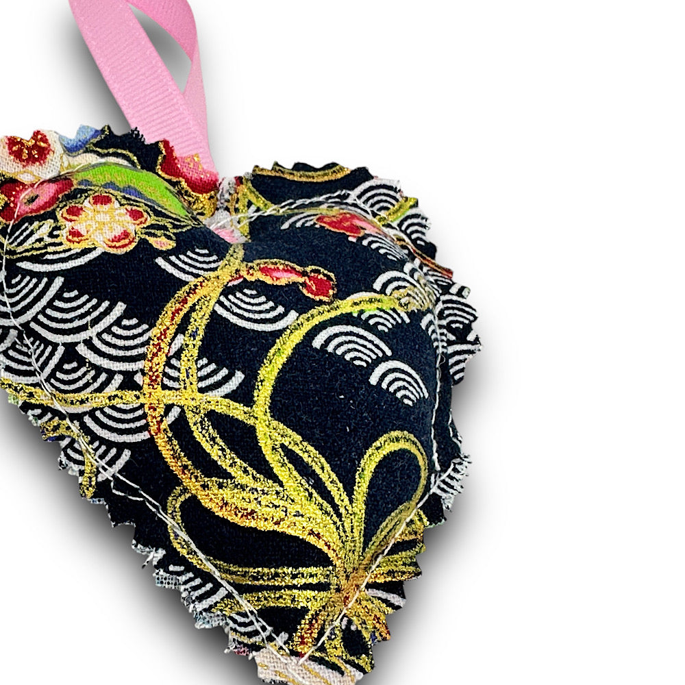 Handmade hanging heart decoration.