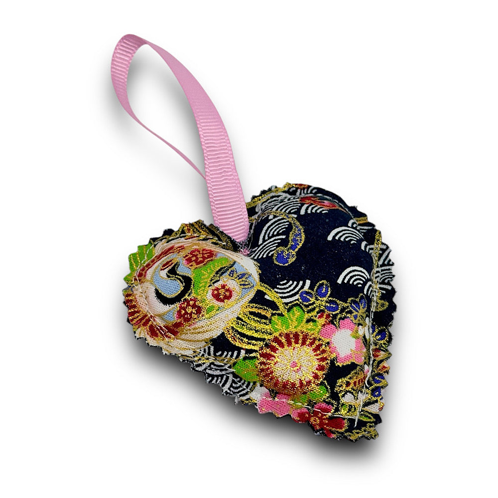 Handmade hanging heart decoration.