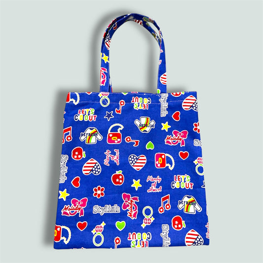 Handmade tote/shopping bag. Retro fun fabric.