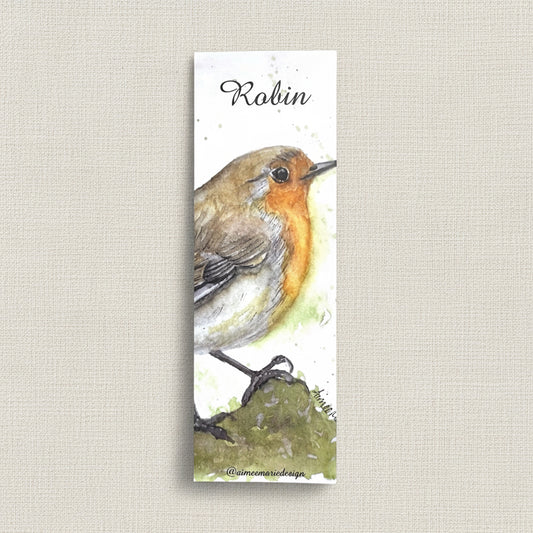 Robin printed card bookmark
