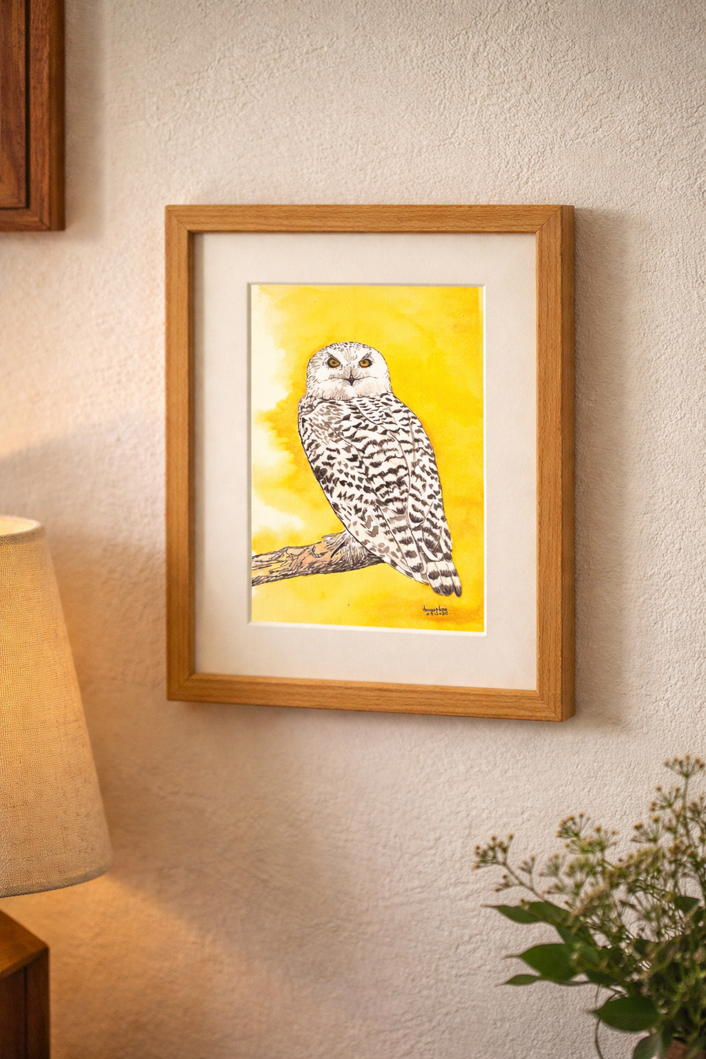 Snowy owl wall art print.