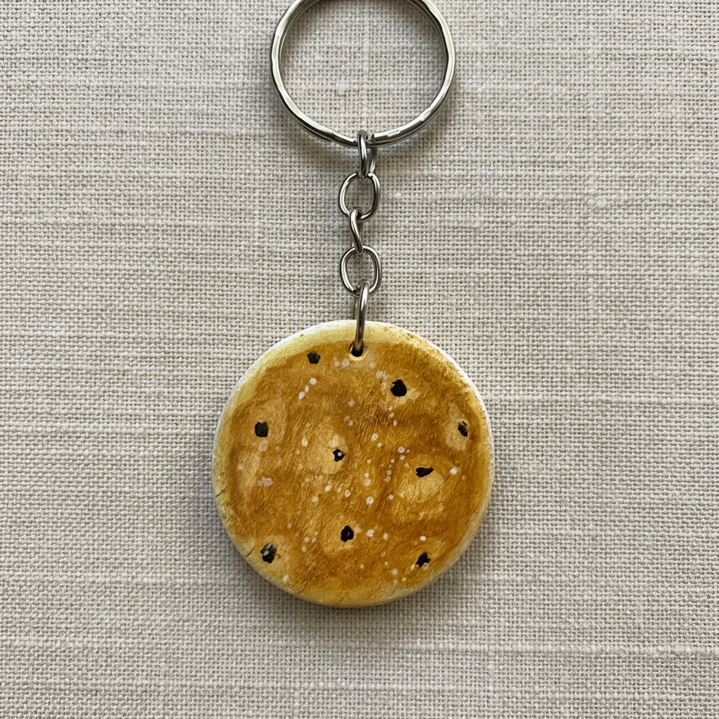 Hand painted wooden welshcake keyring