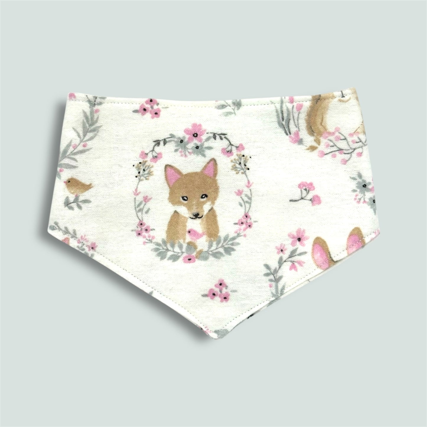 Woodland animal bandana baby dribble bib- girls.