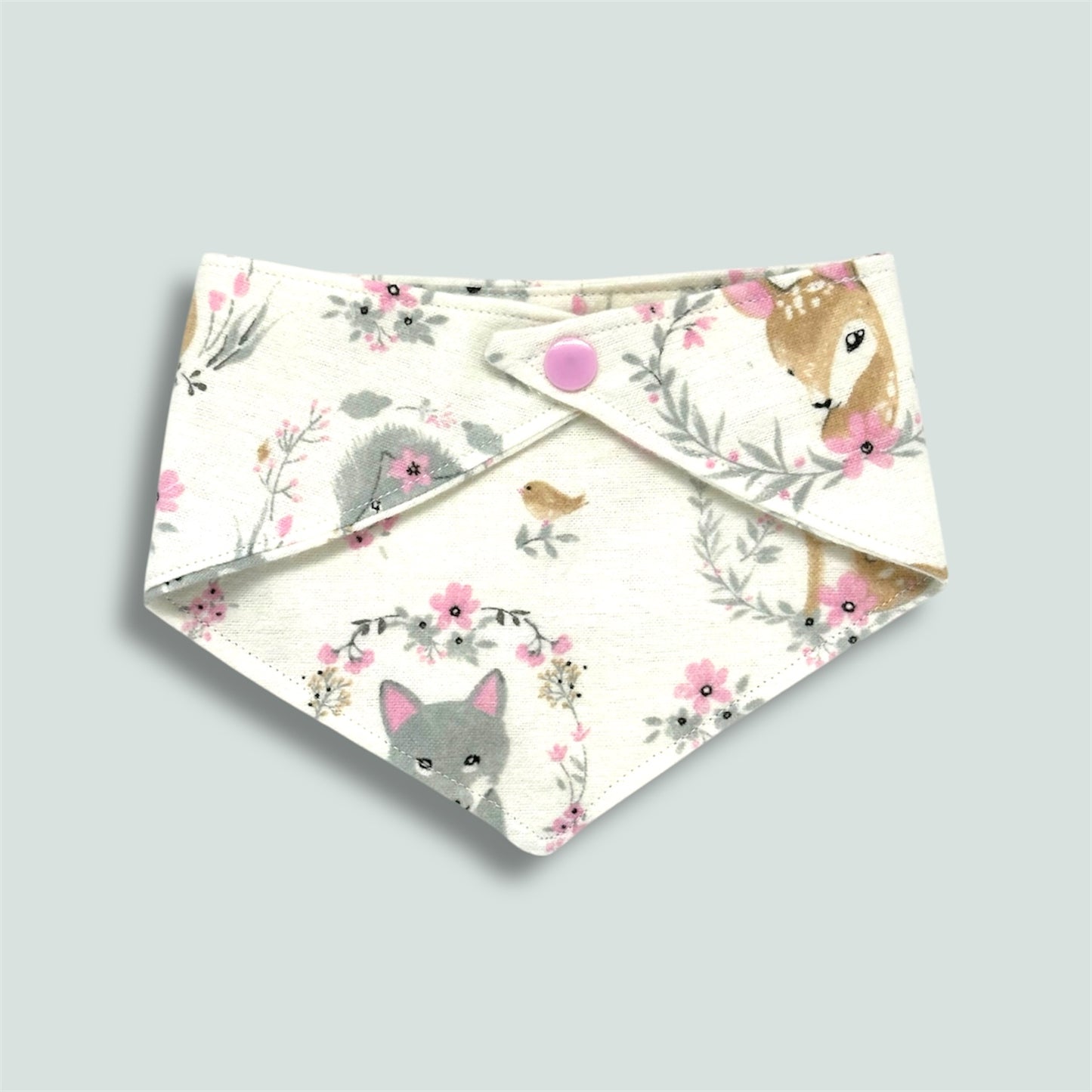 Woodland animal bandana baby dribble bib- girls.